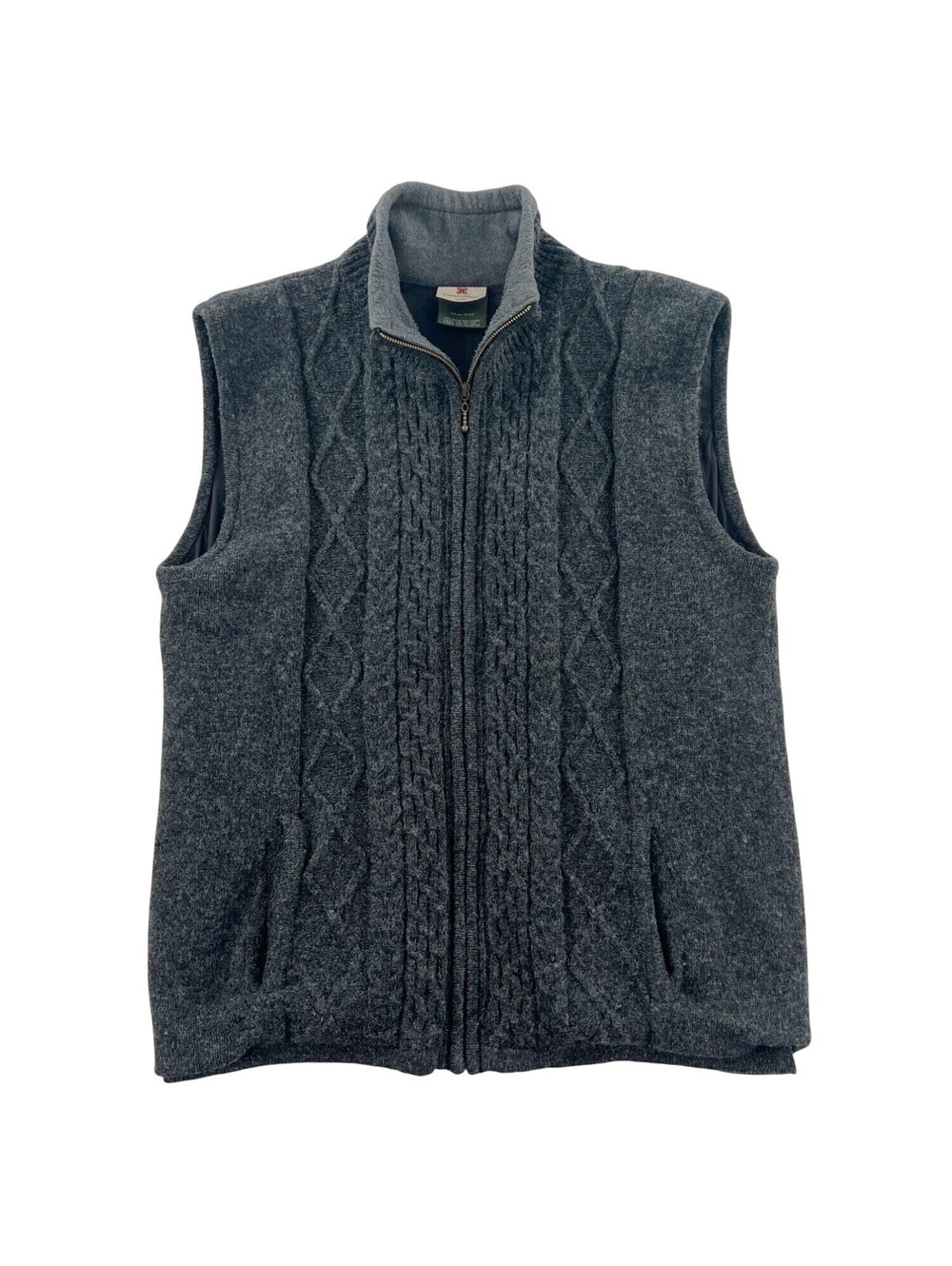 Carraig Donn Ireland Chunky Cable Knit Full Zip Sweater Vest Men's Large